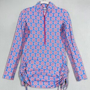 IBKUL Top Womens XS Geometric Print Mock Neck 1/2 Zip Pullover‎ Tunic Pickleball